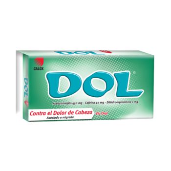 Dol  Acetaminofén + Cafeína + Dihidroergotamina x 20 Tabletas - Calox