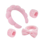 Kit Cintillo + Diadema Para Lavado Facial- Ear Face Wash Headband x 3Pcs Rosada
