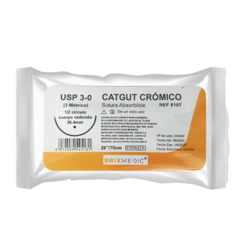 Brix Medic Catgut Cromico 3-0 Curva 1/2 No Cortante 36.4Mm Hebra810T