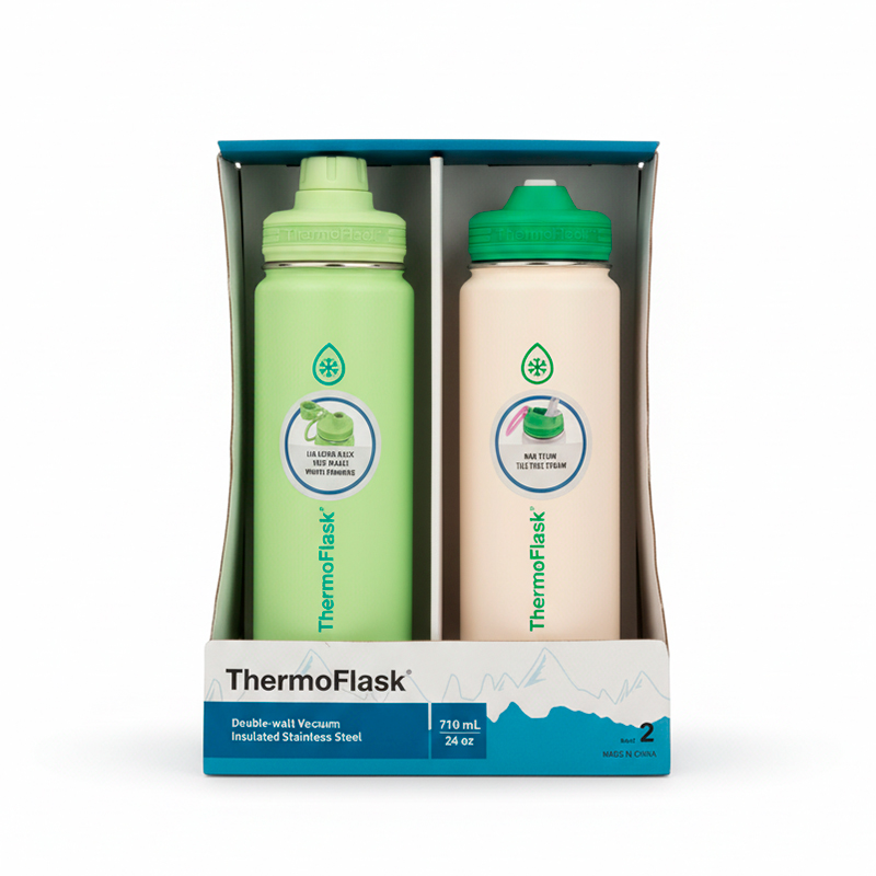Thermo Flask Pack x 2 Verde&Crema 710Ml 24Oz