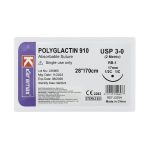 Karemax Vicryl 3-0 Curva 12 No Cortante 17Mm Hebra Violeta Polyglactin 910