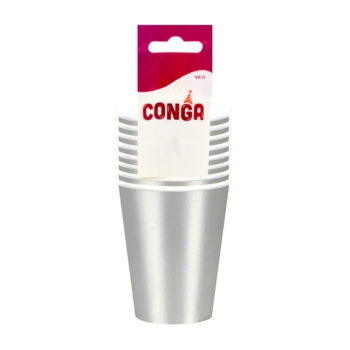 Vasos De Fiesta Plateado 9Oz x 8Pcs Conga