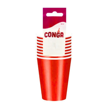Vasos De Fiesta Rojo 9Oz x 8Pcs Conga