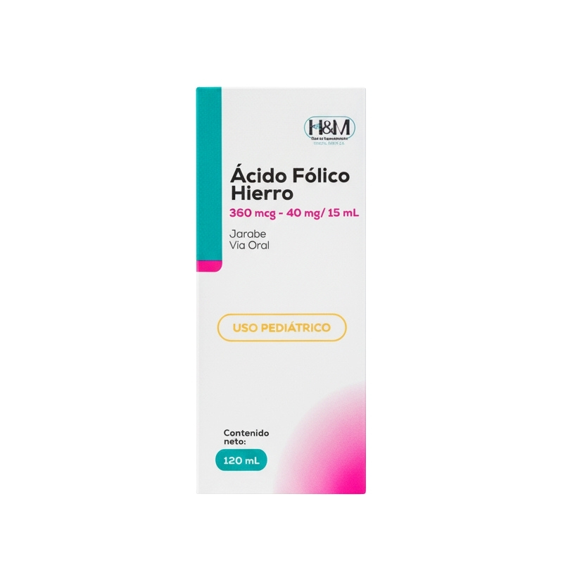 Acido Folico + Hierrojarabe 360Mcg-40mg mg_15mL x 120mL H&M