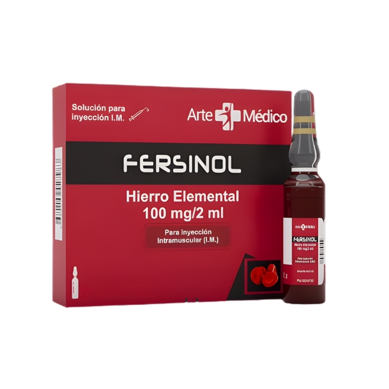 Fersinol 100mg_2mL x 1 Amp I.M Hierro Elemental Arte Medico