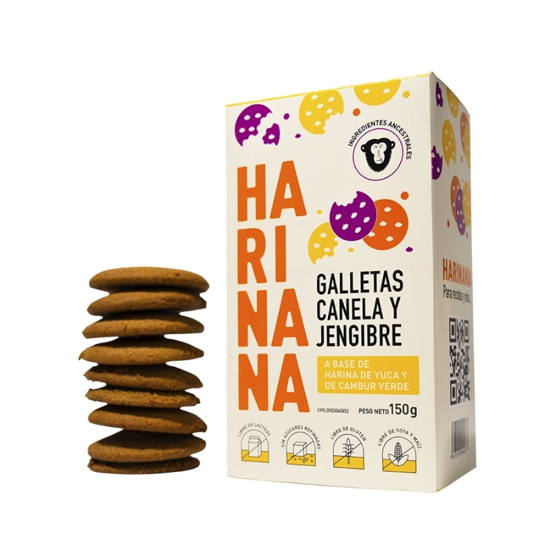 Galletas De Harina De Yuca, Canela Y Jengibre Libre De Gluten 150Gr Harinana