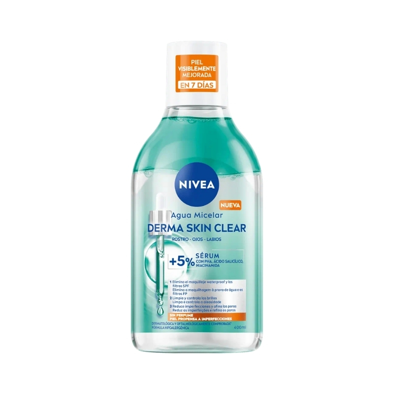 Nivea Agua Micelar Derma Skin Clear +5% Serum 400Ml